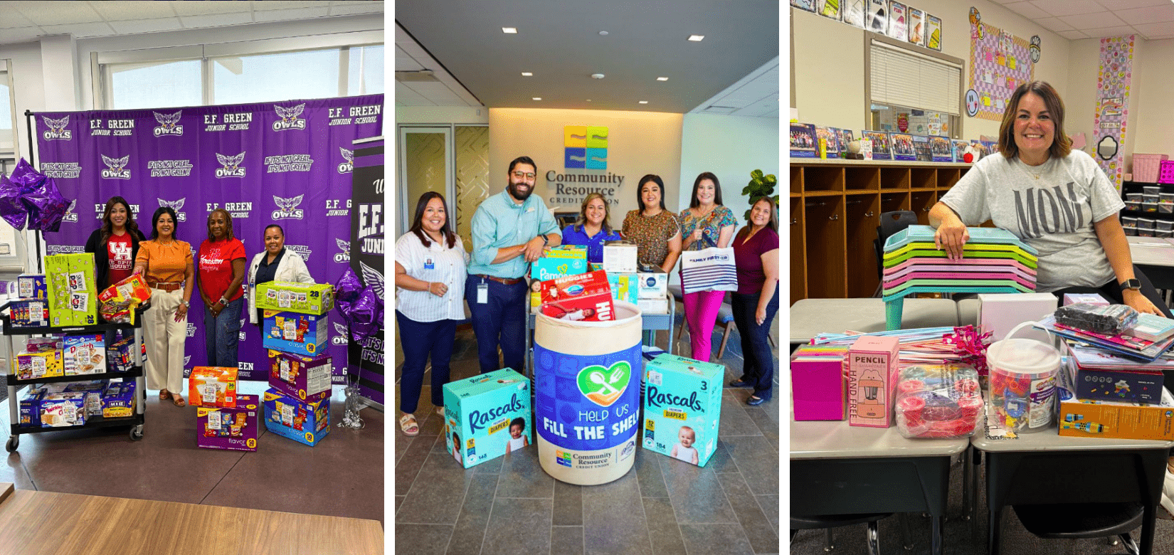 Family First ER team partnering with schools and local organizations to support families through community outreach and donations.