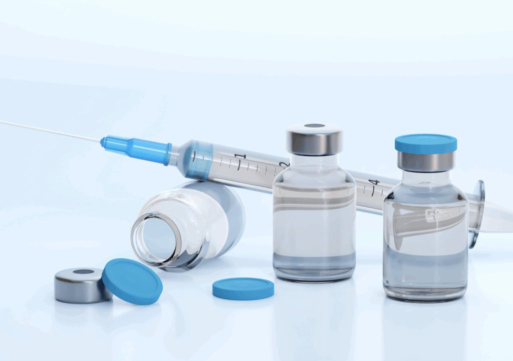 Vials and syringe prepared for safe storage of insulin and meds during hurricane outages